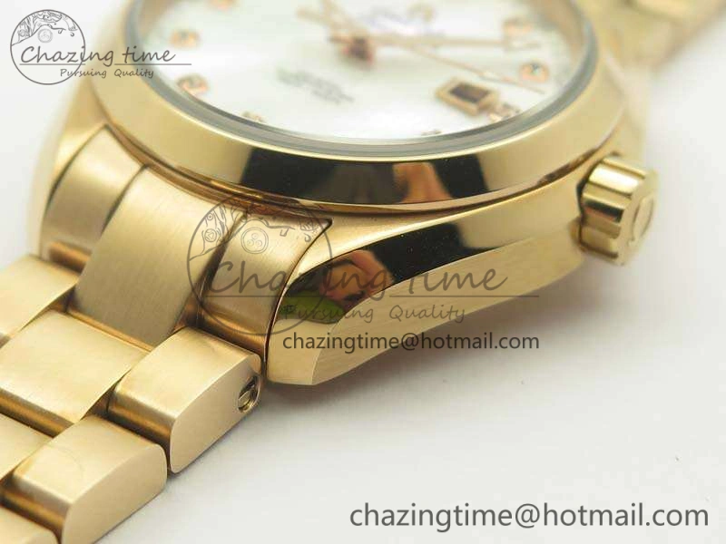 Aqua Terra Ladies 35mm RG V6F Best Edition White MOP Dial On RG Bracelet A OnTrend 8102
