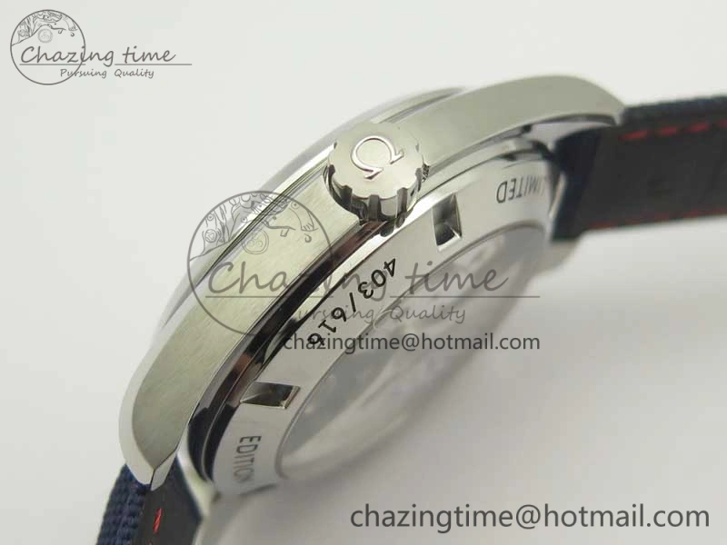 Trendy Aqua Terra Master Ryder Cup Edition VSF 1:1 Best Edition White Textured Dial on Blue Nylon Strap A8500 Super Clone 8016