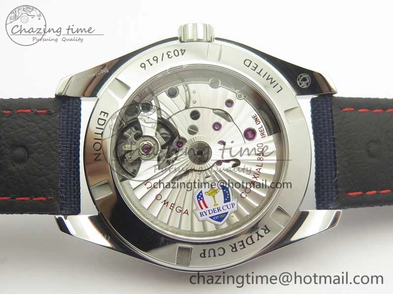 Trendy Aqua Terra Master Ryder Cup Edition VSF 1:1 Best Edition White Textured Dial on Blue Nylon Strap A8500 Super Clone 8016