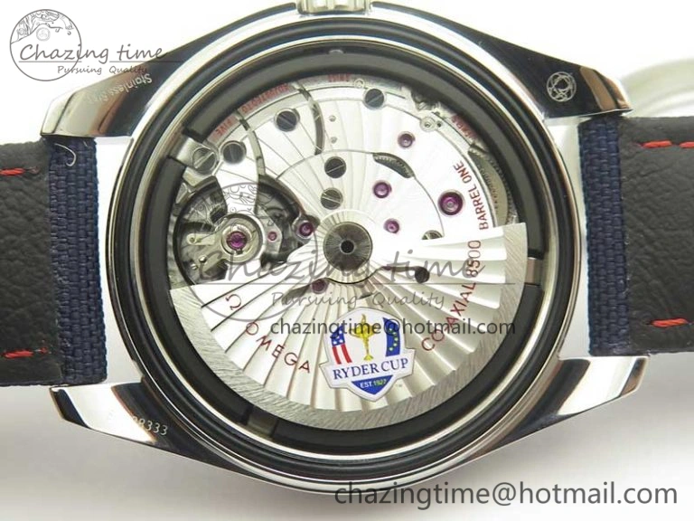 Trendy Aqua Terra Master Ryder Cup Edition VSF 1:1 Best Edition White Textured Dial on Blue Nylon Strap A8500 Super Clone 8016