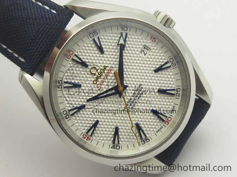 Trendy Aqua Terra Master Ryder Cup Edition VSF 1:1 Best Edition White Textured Dial on Blue Nylon Strap A8500 Super Clone 8016