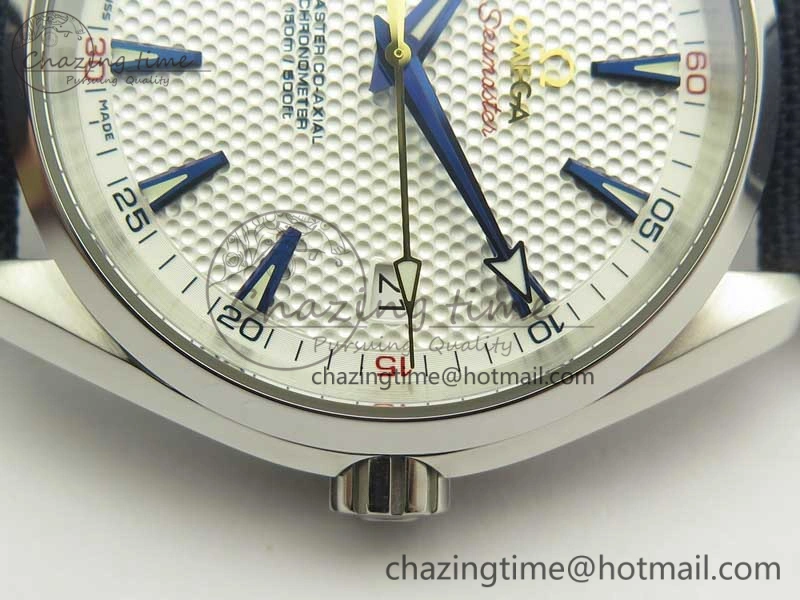Trendy Aqua Terra Master Ryder Cup Edition VSF 1:1 Best Edition White Textured Dial on Blue Nylon Strap A8500 Super Clone 8016