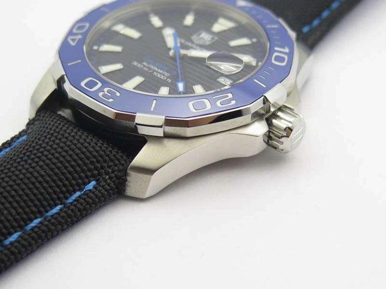 Casual AquaRacer Calibre 5 SS Blue Ceramic Bezel V6F 1:1 Best Edition Black Dial On Black Nylon Strap A 9692