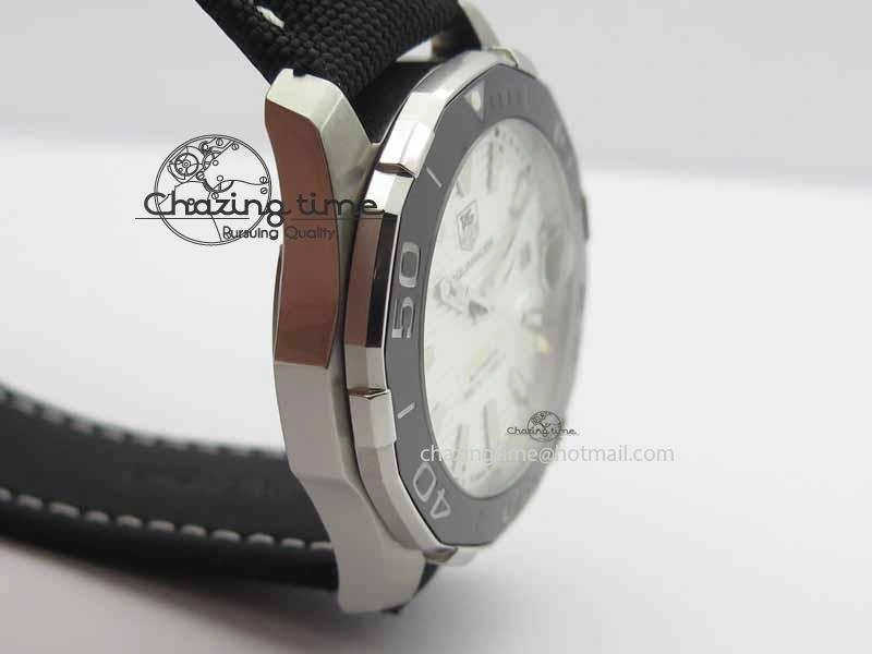 AquaRacer Calibre 5 SS V6F 1:1 Best Edition White Textured Dial On Black Nylon Strap A Effortless 9698
