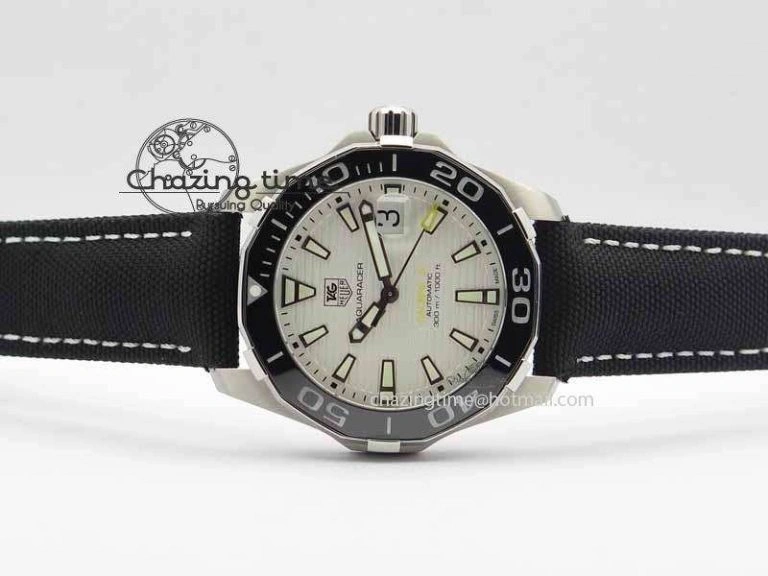 AquaRacer Calibre 5 SS V6F 1:1 Best Edition White Textured Dial On Black Nylon Strap A Effortless 9698