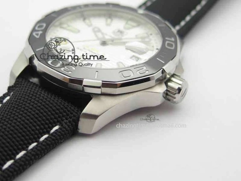 AquaRacer Calibre 5 SS V6F 1:1 Best Edition White Textured Dial On Black Nylon Strap A Effortless 9698