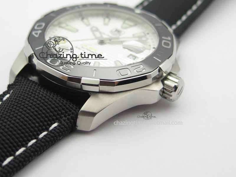 AquaRacer Calibre 5 SS V6F 1:1 Best Edition White Textured Dial On Black Nylon Strap A Effortless 9698