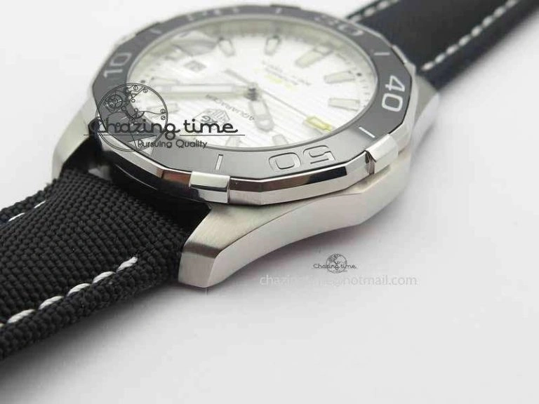 AquaRacer Calibre 5 SS V6F 1:1 Best Edition White Textured Dial On Black Nylon Strap A Effortless 9698