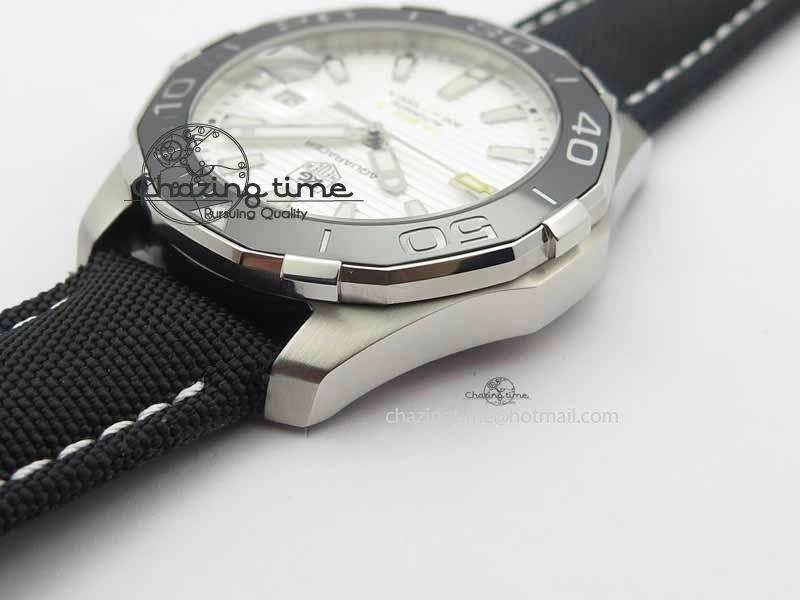 AquaRacer Calibre 5 SS V6F 1:1 Best Edition White Textured Dial On Black Nylon Strap A Effortless 9698