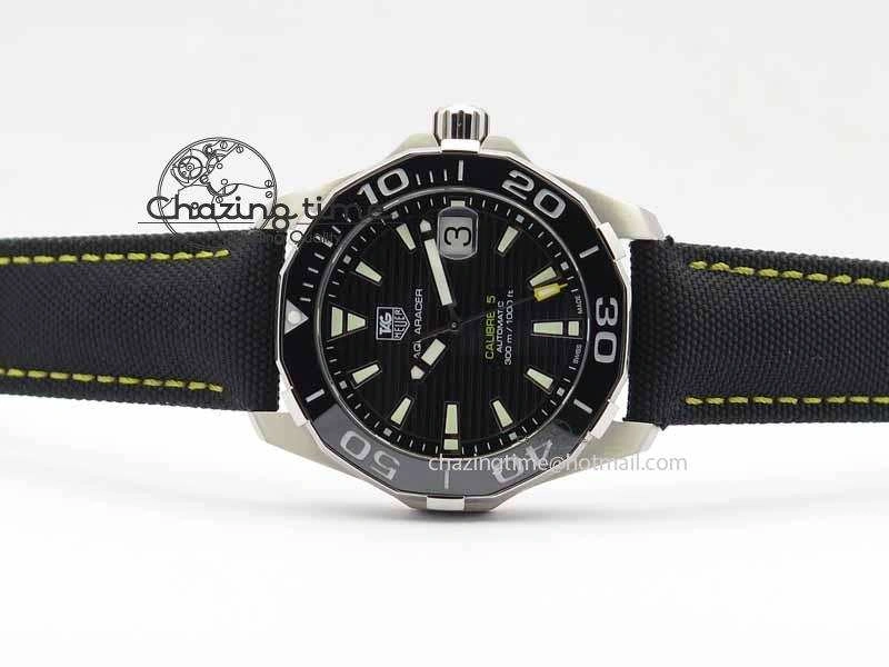 Durable AquaRacer Calibre 5 SS V6F Best Edition Black Dial Ceramic Bezel On Nylon Strap A 9697