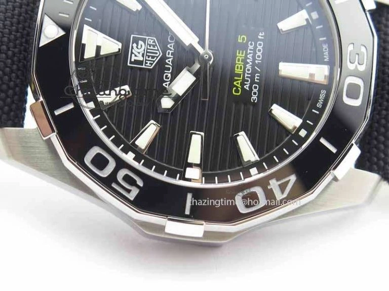 Durable AquaRacer Calibre 5 SS V6F Best Edition Black Dial Ceramic Bezel On Nylon Strap A 9697