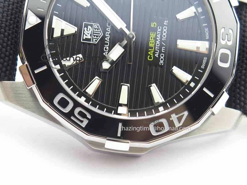 Durable AquaRacer Calibre 5 SS V6F Best Edition Black Dial Ceramic Bezel On Nylon Strap A 9697