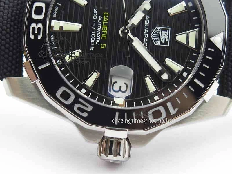 Durable AquaRacer Calibre 5 SS V6F Best Edition Black Dial Ceramic Bezel On Nylon Strap A 9697