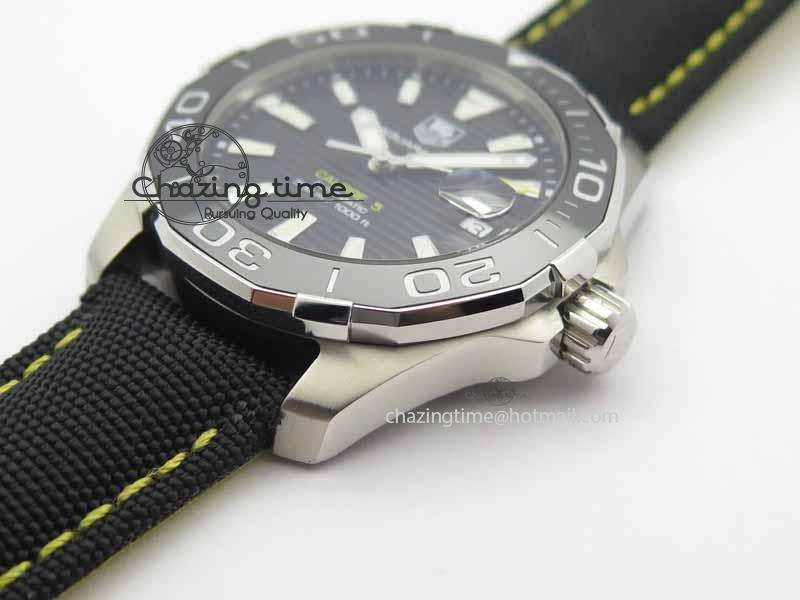Durable AquaRacer Calibre 5 SS V6F Best Edition Black Dial Ceramic Bezel On Nylon Strap A 9697