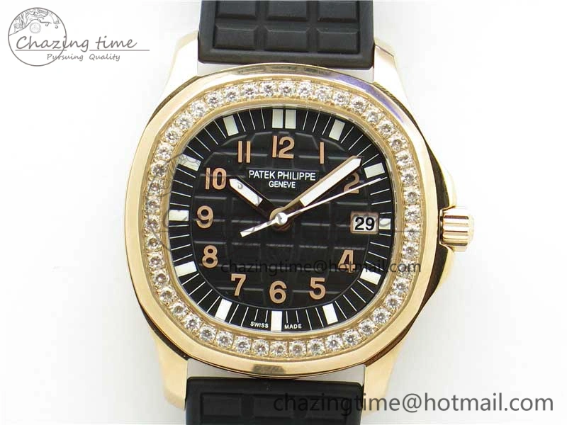 Elegant Aquanaut 5067A RG PPF 1:1 Best Edition Black Textured Dial on Black Rubber Strap AE23 (Free Box) 8911