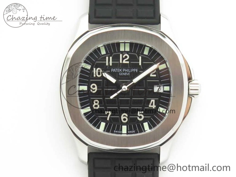 Classic Aquanaut 5067A SS Bezel JJF 1:1 Best Edition Black Textured Dial on Black Rubber Strap AE 8975