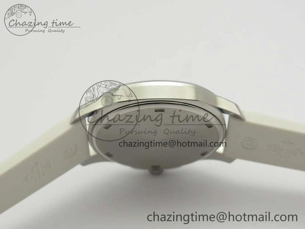 Aquanaut 5067A SS Bezel JJF 1:1 Best Edition White Textured Dial on White Rubber Strap AE Trendy 8974