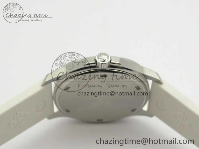 Aquanaut 5067A SS Bezel JJF 1:1 Best Edition White Textured Dial on White Rubber Strap AE Trendy 8974
