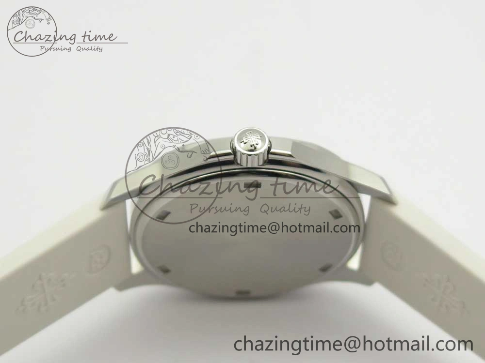 Aquanaut 5067A SS Bezel JJF 1:1 Best Edition White Textured Dial on White Rubber Strap AE Trendy 8974