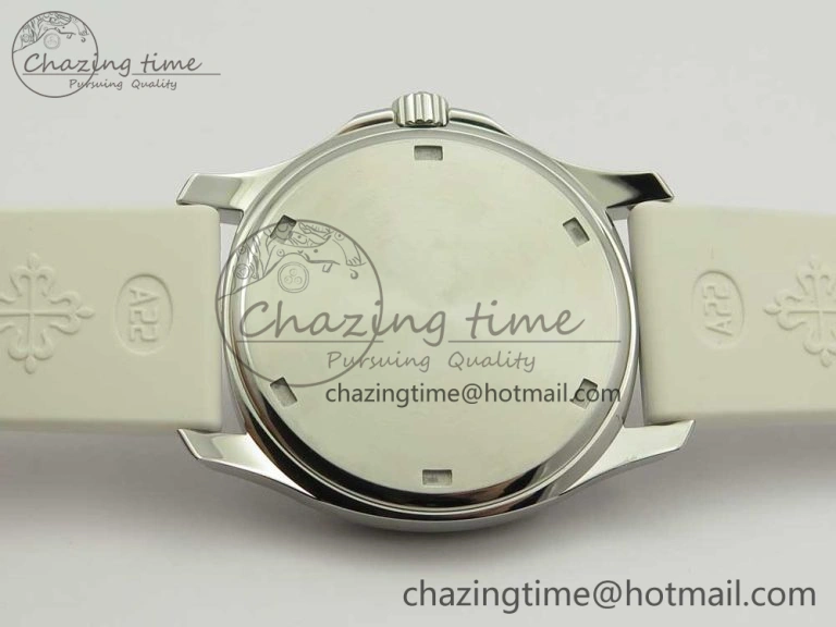 Aquanaut 5067A SS Bezel JJF 1:1 Best Edition White Textured Dial on White Rubber Strap AE Trendy 8974