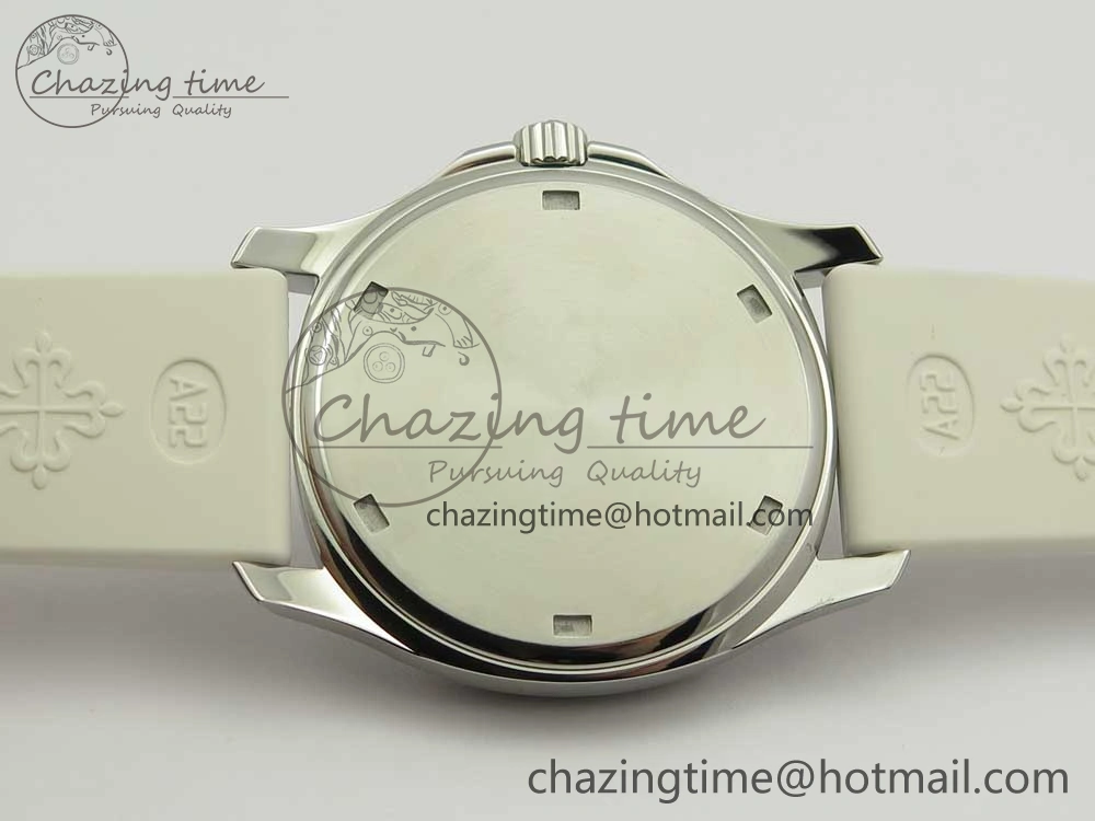 Aquanaut 5067A SS Bezel JJF 1:1 Best Edition White Textured Dial on White Rubber Strap AE Trendy 8974