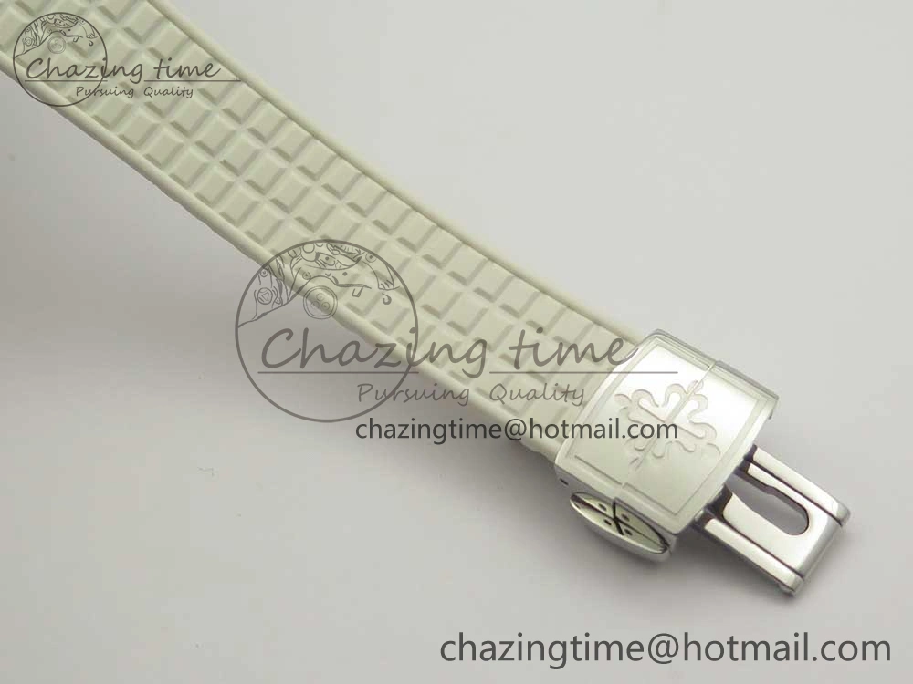 Aquanaut 5067A SS Bezel JJF 1:1 Best Edition White Textured Dial on White Rubber Strap AE Trendy 8974