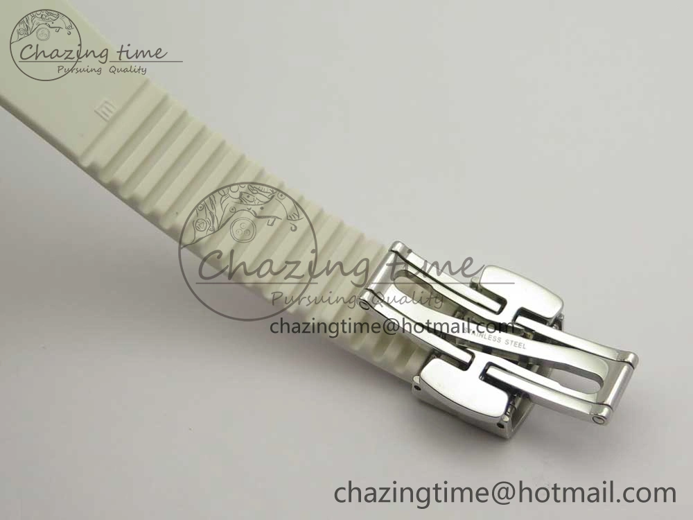 Aquanaut 5067A SS Bezel JJF 1:1 Best Edition White Textured Dial on White Rubber Strap AE Trendy 8974
