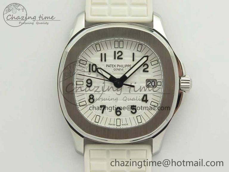 Aquanaut 5067A SS Bezel JJF 1:1 Best Edition White Textured Dial on White Rubber Strap AE Trendy 8974