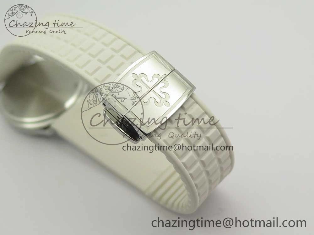 Aquanaut 5067A SS Bezel JJF 1:1 Best Edition White Textured Dial on White Rubber Strap AE Trendy 8974