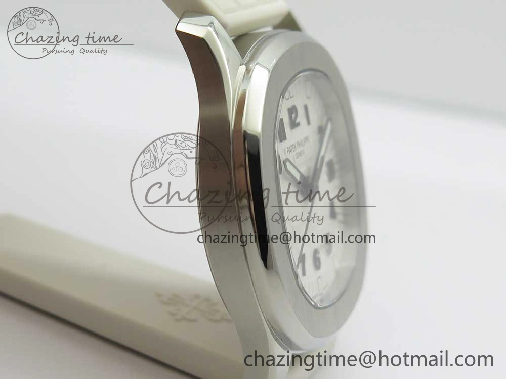Aquanaut 5067A SS Bezel JJF 1:1 Best Edition White Textured Dial on White Rubber Strap AE Trendy 8974