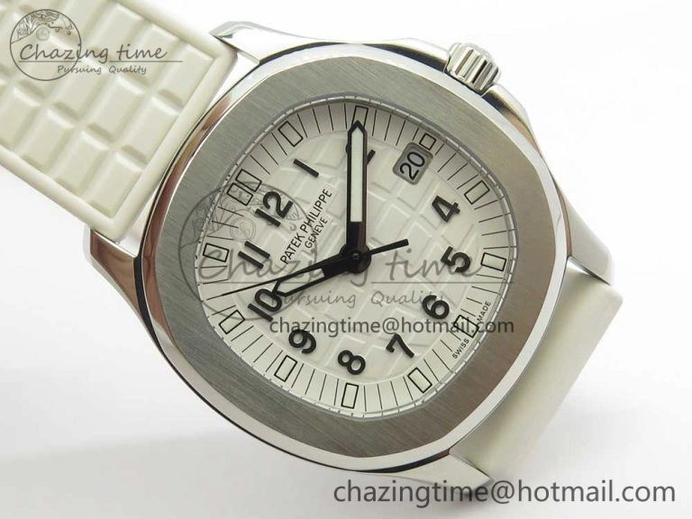 Aquanaut 5067A SS Bezel JJF 1:1 Best Edition White Textured Dial on White Rubber Strap AE Trendy 8974