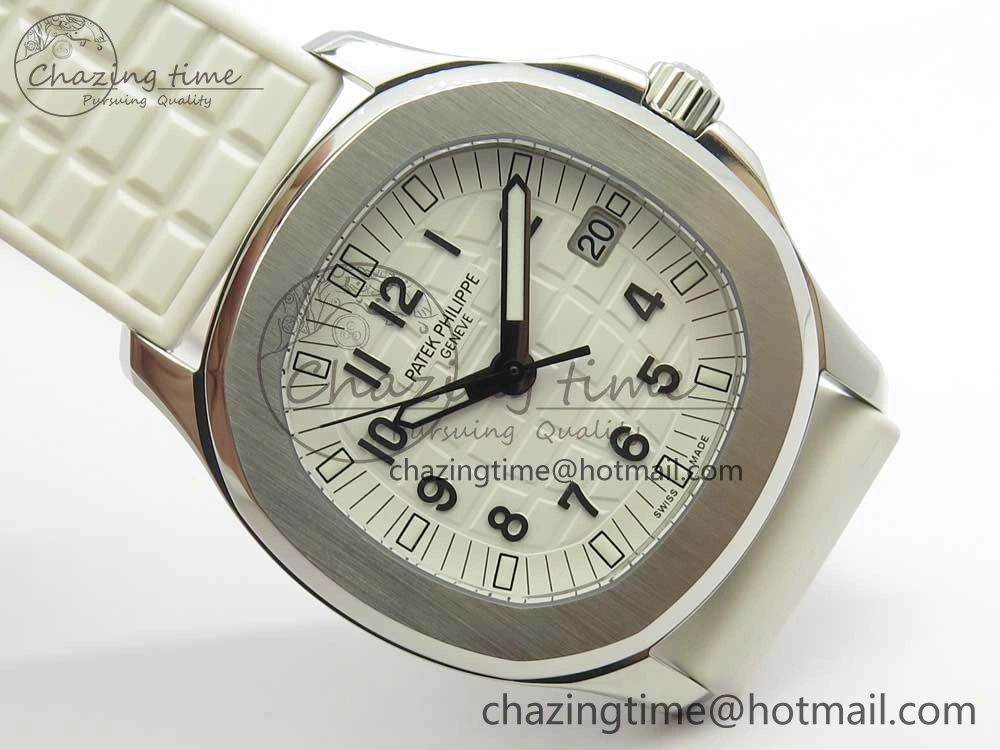 Aquanaut 5067A SS Bezel JJF 1:1 Best Edition White Textured Dial on White Rubber Strap AE Trendy 8974