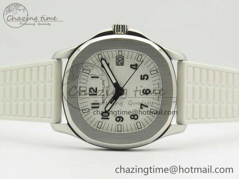 Aquanaut 5067A SS Bezel JJF 1:1 Best Edition White Textured Dial on White Rubber Strap AE Trendy 8974