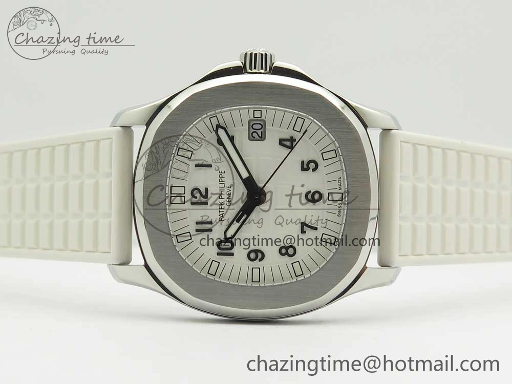 Aquanaut 5067A SS Bezel JJF 1:1 Best Edition White Textured Dial on White Rubber Strap AE Trendy 8974