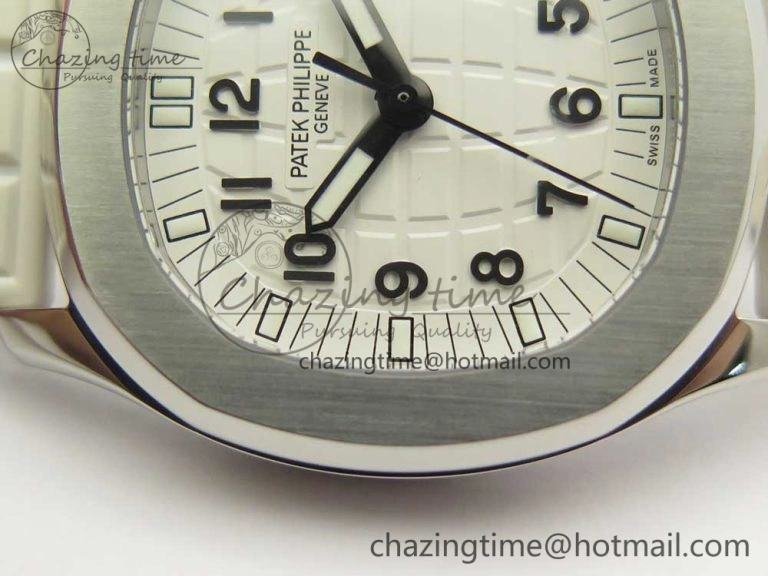 Aquanaut 5067A SS Bezel JJF 1:1 Best Edition White Textured Dial on White Rubber Strap AE Trendy 8974