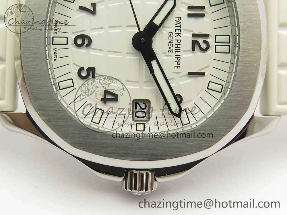 Aquanaut 5067A SS Bezel JJF 1:1 Best Edition White Textured Dial on White Rubber Strap AE Trendy 8974