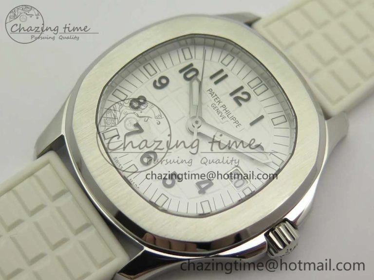 Aquanaut 5067A SS Bezel JJF 1:1 Best Edition White Textured Dial on White Rubber Strap AE Trendy 8974