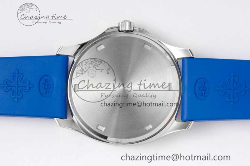 Original Aquanaut 5067A SS PPF 1:1 Best Edition Blue Textured Dial Red Hand on Blue Rubber Strap RONDA Quartz 8831