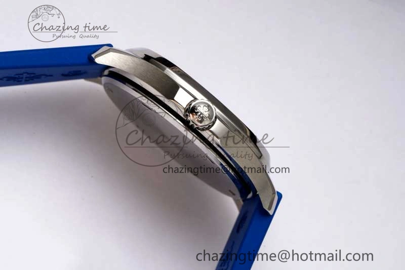 Original Aquanaut 5067A SS PPF 1:1 Best Edition Blue Textured Dial Red Hand on Blue Rubber Strap RONDA Quartz 8831