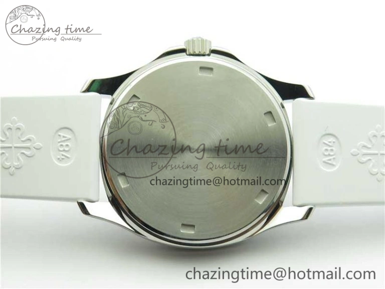 Aquanaut 5067A SS PPF 1:1 Best Edition White Textured Dial on White Rubber Strap AE23 (Free Box) QuickDry 8910