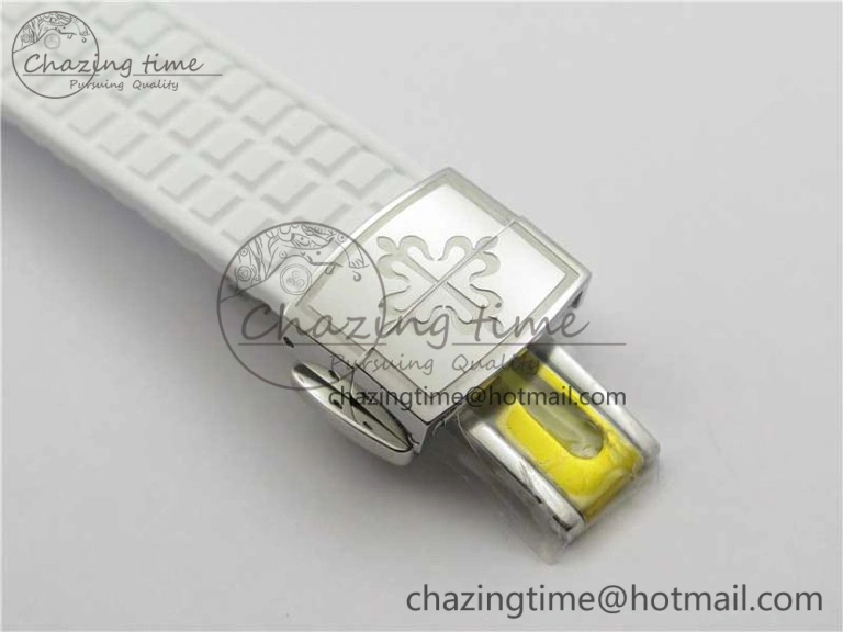 Aquanaut 5067A SS PPF 1:1 Best Edition White Textured Dial on White Rubber Strap AE23 (Free Box) QuickDry 8910
