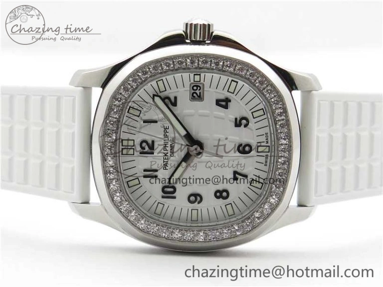 Aquanaut 5067A SS PPF 1:1 Best Edition White Textured Dial on White Rubber Strap AE23 (Free Box) QuickDry 8910