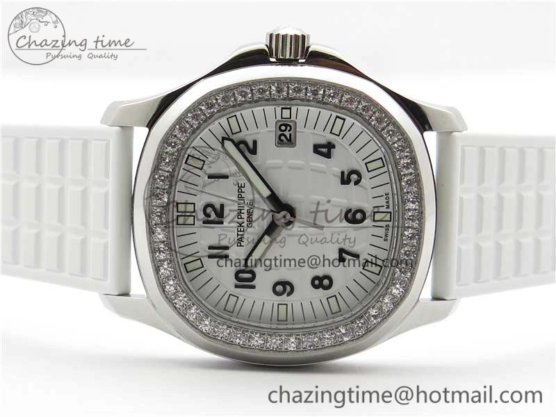 Aquanaut 5067A SS PPF 1:1 Best Edition White Textured Dial on White Rubber Strap AE23 (Free Box) QuickDry 8910