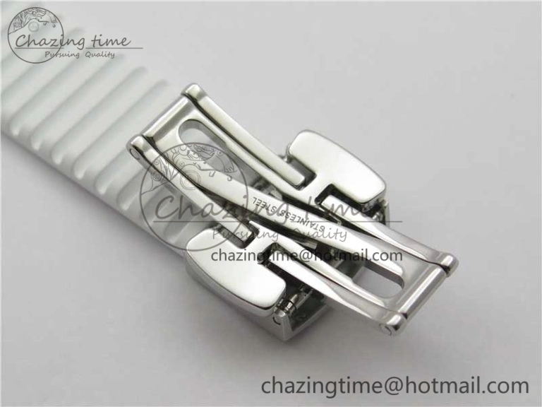 Aquanaut 5067A SS PPF 1:1 Best Edition White Textured Dial on White Rubber Strap AE23 (Free Box) QuickDry 8910