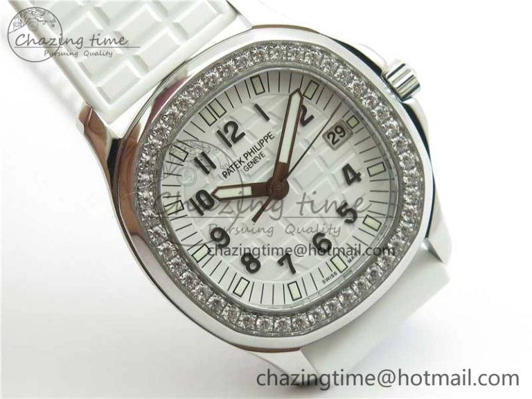 Aquanaut 5067A SS PPF 1:1 Best Edition White Textured Dial on White Rubber Strap AE23 (Free Box) QuickDry 8910