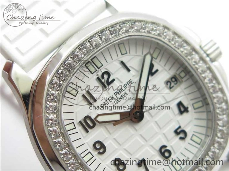 Aquanaut 5067A SS PPF 1:1 Best Edition White Textured Dial on White Rubber Strap AE23 (Free Box) QuickDry 8910