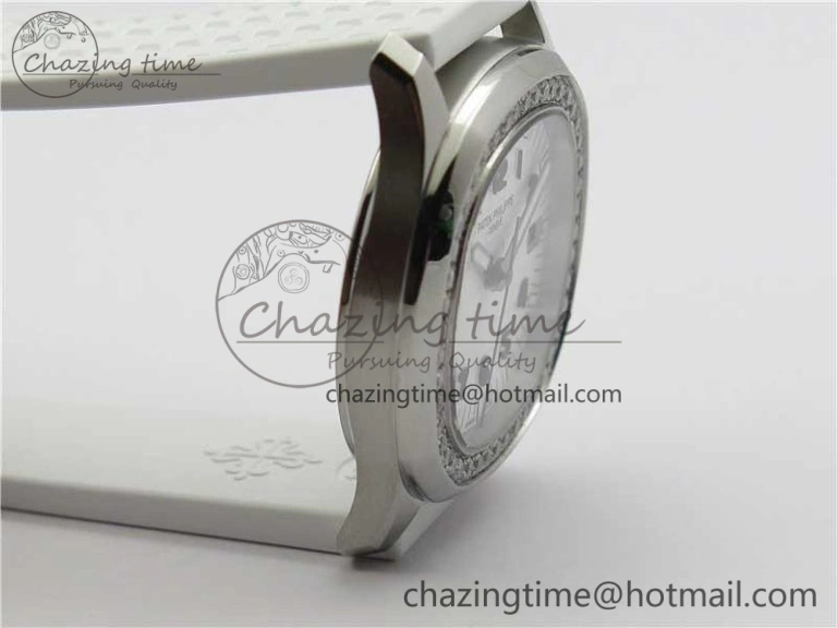 Aquanaut 5067A SS PPF 1:1 Best Edition White Textured Dial on White Rubber Strap AE23 (Free Box) QuickDry 8910