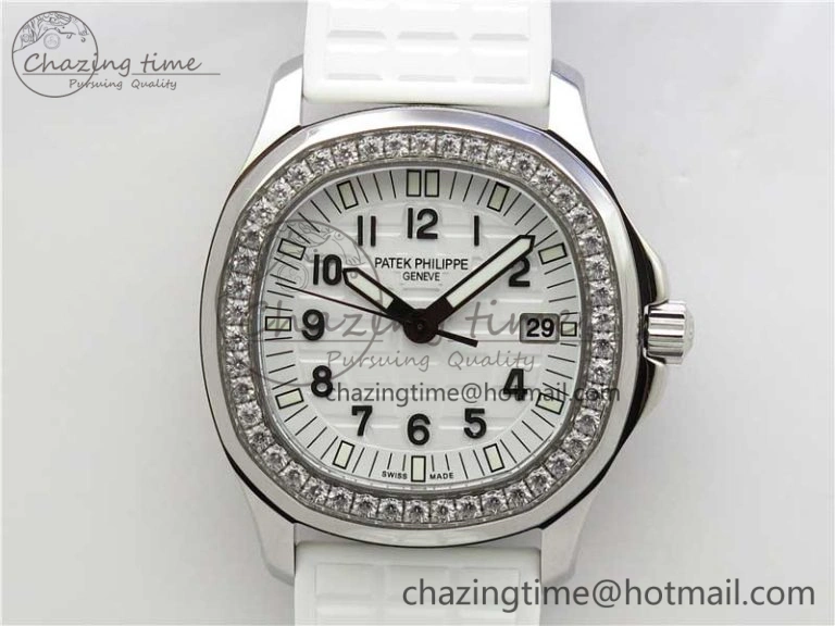 Aquanaut 5067A SS PPF 1:1 Best Edition White Textured Dial on White Rubber Strap AE23 (Free Box) QuickDry 8910