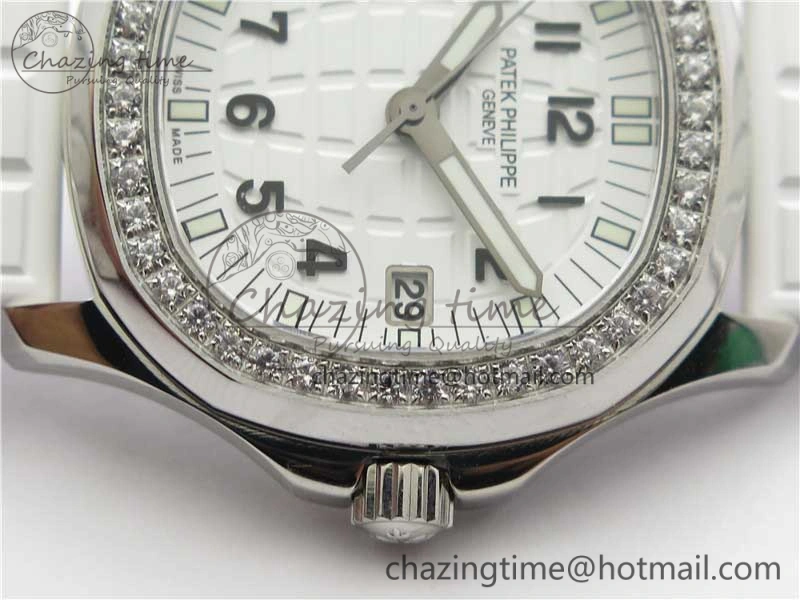 Aquanaut 5067A SS PPF 1:1 Best Edition White Textured Dial on White Rubber Strap AE23 (Free Box) QuickDry 8910
