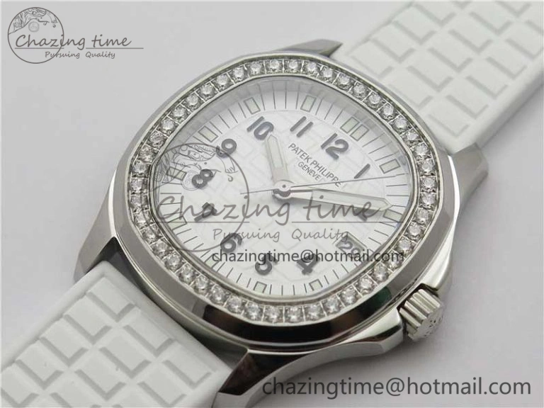 Aquanaut 5067A SS PPF 1:1 Best Edition White Textured Dial on White Rubber Strap AE23 (Free Box) QuickDry 8910